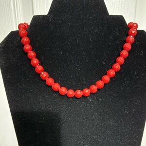 Acrylic Red Faceted Beaded Necklace